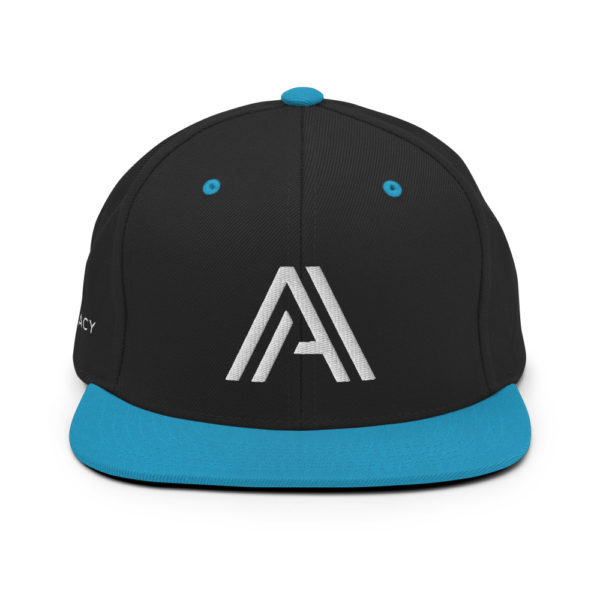 Classic Two-Tone Snapback Hat- Black Teal